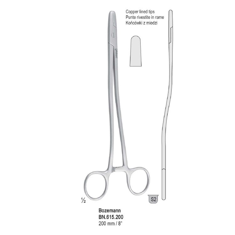 Igłotrzymacz Bozemann miedziane końcówki w kształcie S 200mm