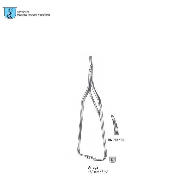 Igłotrzymacz Arruga zagięty 160mm