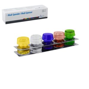 Zestaw szklanych buteleczek ze stojakiem