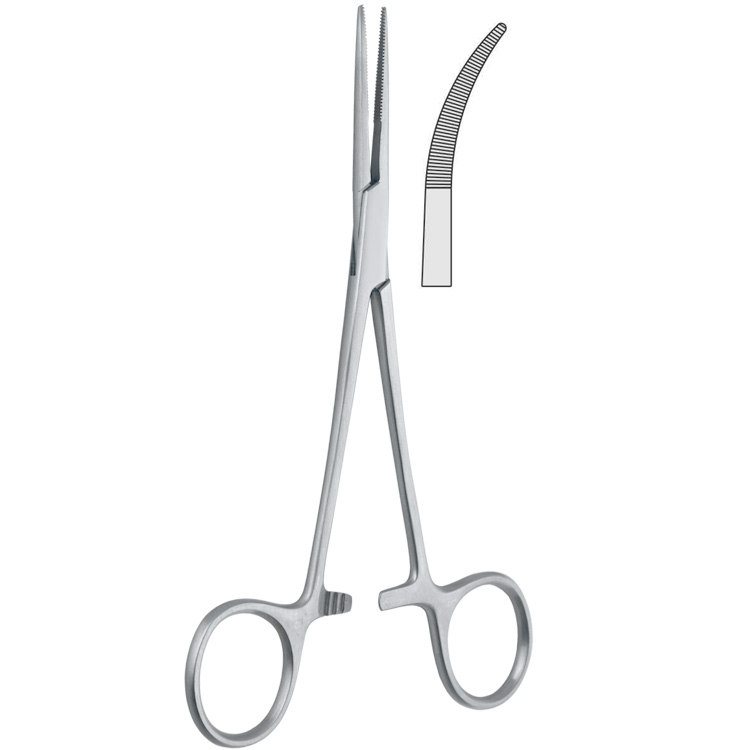 Kleszczyki naczyniowe Kelly-Rankin zagięte 160mm