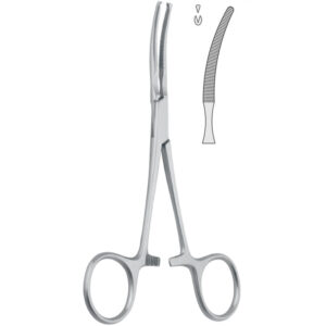 Kleszcze Mikulicz-Baby do otrzewnej zagięte 1x2 ząbki, 145mm