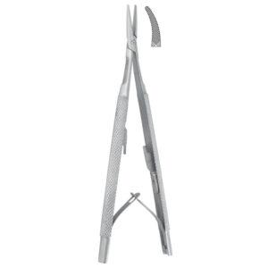 Needle holder Castroviejo curved round handles 130mm