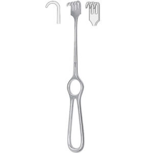 Retractor Volkmann 3-prong blunt 220mm