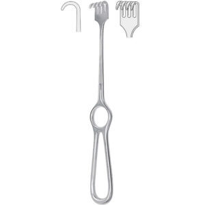 Retractor Volkmann 4-prong blunt 220mm