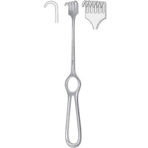 Retractor Volkmann 6-prong blunt 220mm