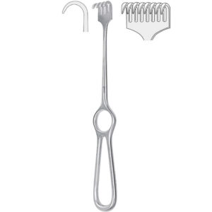 Retractor Kocher 8-prong semi-sharp 220mm