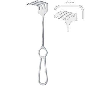 Retractor Israel 4-prong 40x40mm, 250mm