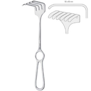 Retractor Israel 6-prong 50x60mm, 250mm