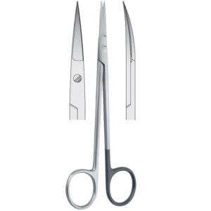 Scissors Kelly cur. 160mm one blade serrated