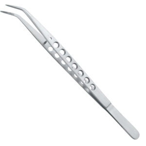 Tweezers College-Ergo with grooves serrated angled long fig. 5