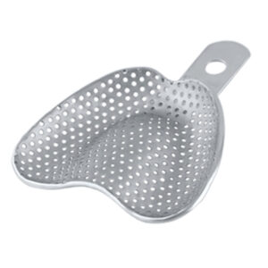 Impression tray edentulous perforated upper