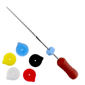 Silicone radiopaque endo stoppers round with tail, yellow (Pack of 100 pieces)