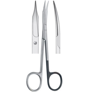 Scissors Goldman-Fox cur. 130mm, one blade serrated