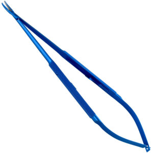 Titanium micro Needle holder round handle curved 145mm