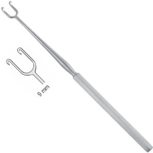 Hook McIndoe 2-prongs sharp 9mm, 150mm