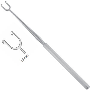 Hook McIndoe 2-prongs sharp 10mm, 150mm