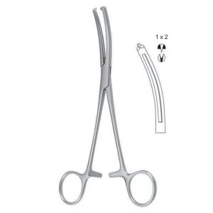 Kleszcze Maingot do histerektomii zagięte 1x2 ząbki, 240mm