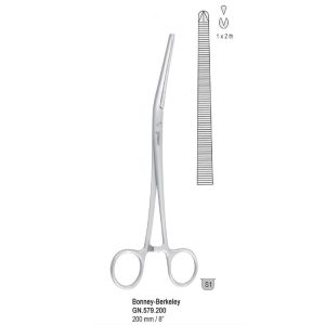 Kleszcze Bonney-Berkeley do histerektomii wygięte 1x2 ząbki, 200mm