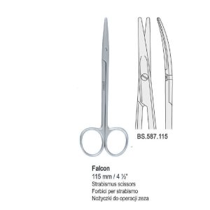 Nożyczki Falcon do operacji zeza zagięte 115mm