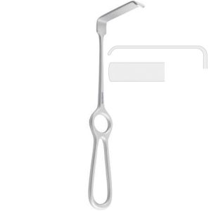 Retractor soft tissue Obwegeser flat downward 55x12mm, 220mm