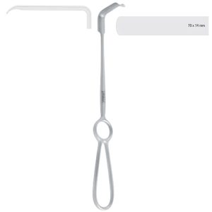 Retractor soft tissue Obwegeser downward 70x14mm, 220mm