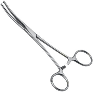 Kleszczyki naczyniowe Kocher zagięte 1x2 ząbki, 145mm