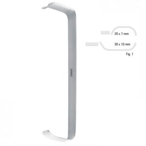 Retractor soft tissue Tessier serrated fig.1, 150mm