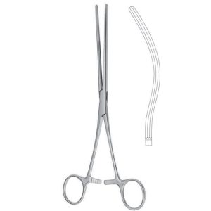 Kleszczyki zaciskowe jelitowe Kocher zagięte 245mm
