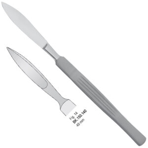 Scalpel stainless steel pointed 40mm blade fig. 14