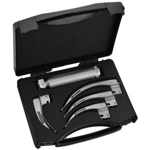 Macintosh Zestaw laryngoskopowy z wymiennym światłowodem (rękojeść standard + łyżki fig.1, 2, 3, 4)