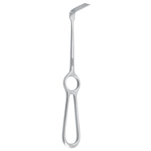 Retractor TMJ condyle Falcon serrated 27x8mm, 210mm
