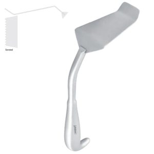 Retractor iliac crest Obwegeser serrated 80x30mm, 220mm