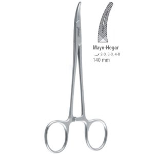 Igłotrzymacz Mayo-Hegar Fine zagięty 140mm