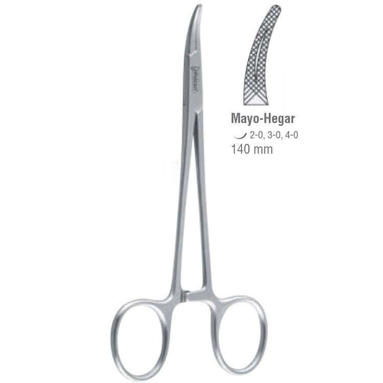 Igłotrzymacz Mayo-Hegar Fine zagięty 140mm