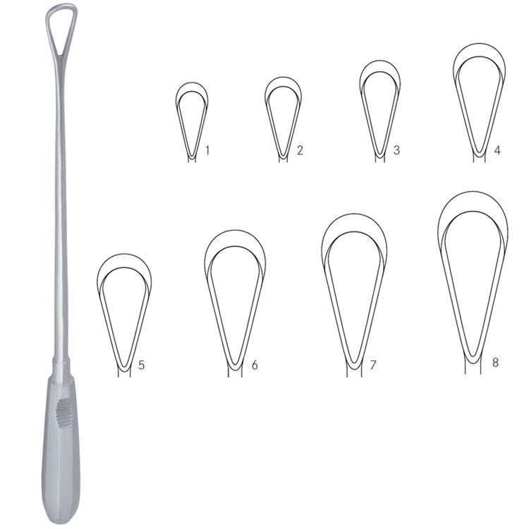 Zestaw skrobaczek Recamier tępych-sztywnych od fig 1 do 8 (8 szt)
