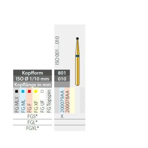 Wiertło diamentowe pozłacane Diatech nasyp średni, D801 010FG