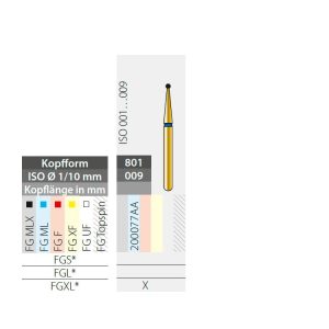 Wiertło diamentowe pozłacane Diatech nasyp średni, D801 009FG