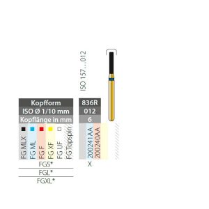 Wiertło diamentowe pozłacane Diatech nasyp drobny, D836R 012FG