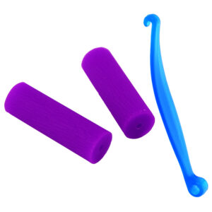 Zestaw do elast. aparatów retencyjnych w pudełku (2 nagryzacze + instrument) purpurowy