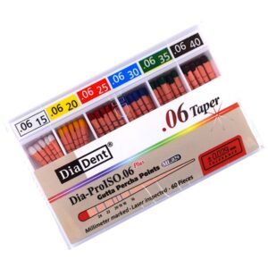 Ćwieki gutaperkowe kalibrowane o odchodzeniu .06 nr. 45 (Opak. 60 szt.)