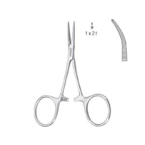 Kleszczyki naczyn. Mosquito zagięte 1x2 ząbki 100mm