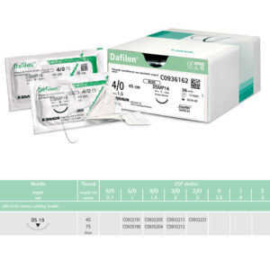 Dafilon non-absorbable sutures blue 3/0 75cm ds19, 36 pieces