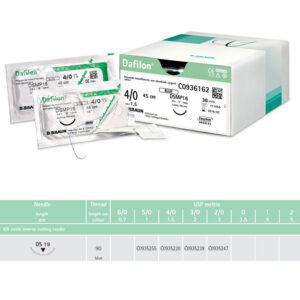 Dafilon non-absorbable sutures blue 5/0 90cm ds19, 36 pieces