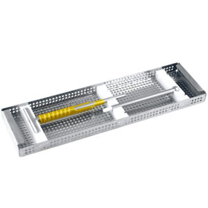 Perforated tray with inserts for dynamic hip screw set