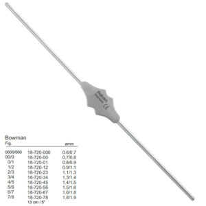 Bowman lachrymal probe fig. 0/00, 130mm