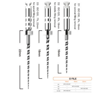 O Series Niti rotary files assorted D1 to D3 (Pack of 6 pieces)